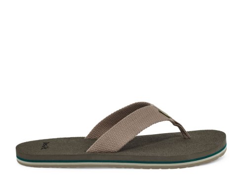 Sanuk Mens Beer Cozy Stacker Webbing Dark Grey Flip Flops | FLIVDS087